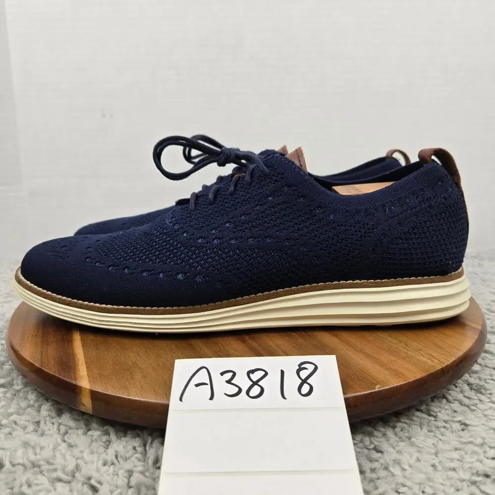 Cole Haan Mens 10.5 OriginalGrand Navy Stitchlite Wingtip Business Casual Oxford